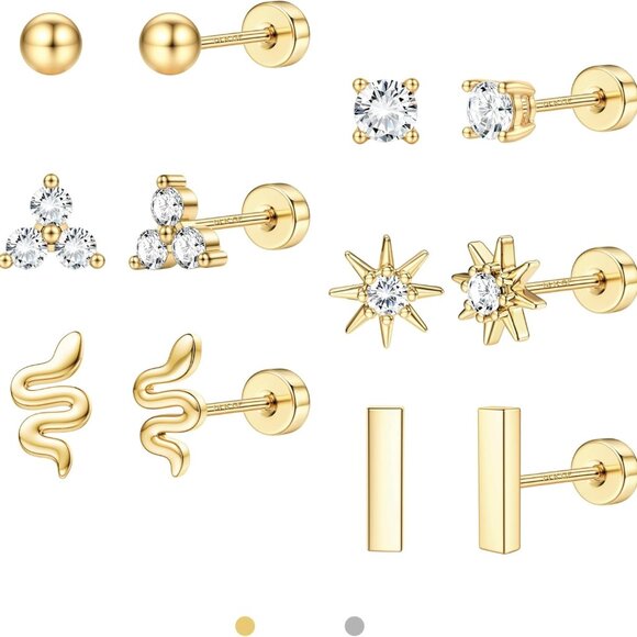 Dainty Cartilage Earrings Set - Hypoallergenic Gold Filled for Everyday Elegance - Picture 1 of 9